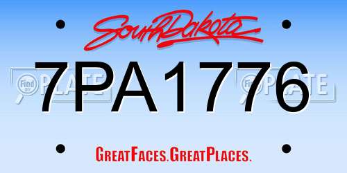 7PA1776 South Dakota License Plate