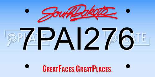 7PAI276 South Dakota License Plate