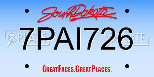 7PAI726 South Dakota License Plate