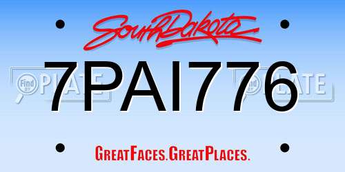 7PAI776 South Dakota License Plate
