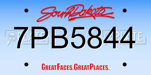 7PB5844 South Dakota License Plate