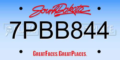 7PBB844 South Dakota License Plate