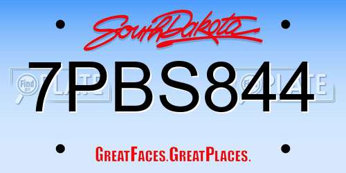 7PBS844 South Dakota License Plate