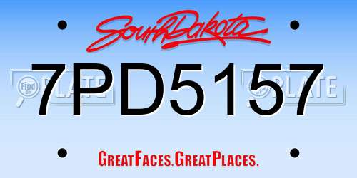 7PD5157 South Dakota License Plate