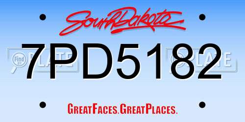 7PD5182 South Dakota License Plate