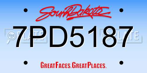7PD5187 South Dakota License Plate