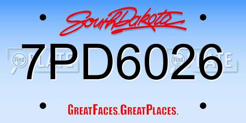 7PD6026 South Dakota License Plate