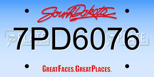 7PD6076 South Dakota License Plate