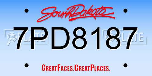 7PD8187 South Dakota License Plate