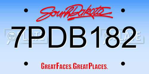 7PDB182 South Dakota License Plate
