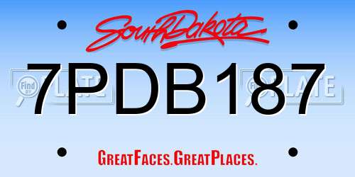 7PDB187 South Dakota License Plate