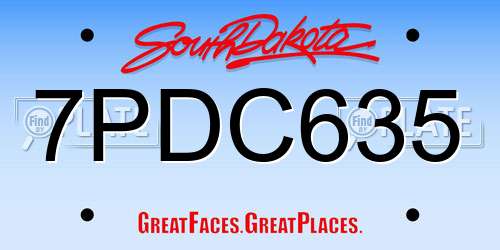 7PDC635 South Dakota License Plate