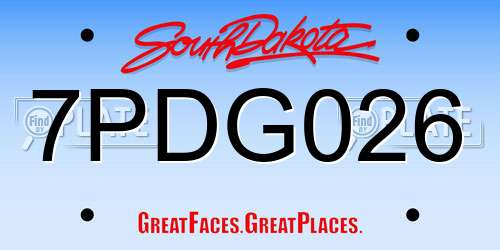 7PDG026 South Dakota License Plate