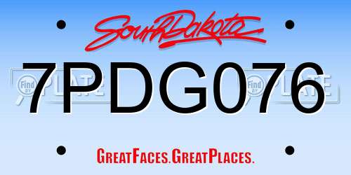 7PDG076 South Dakota License Plate