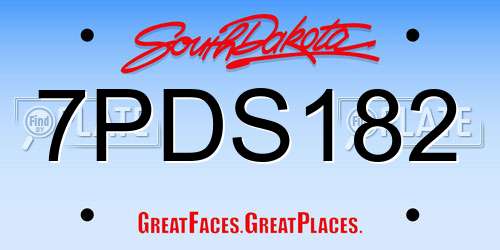 7PDS182 South Dakota License Plate