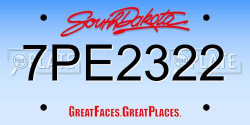 7PE2322 South Dakota License Plate