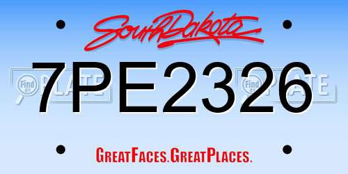 7PE2326 South Dakota License Plate