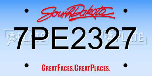 7PE2327 South Dakota License Plate