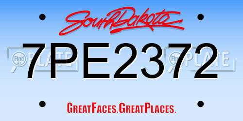 7PE2372 South Dakota License Plate