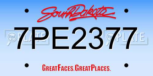 7PE2377 South Dakota License Plate