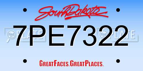 7PE7322 South Dakota License Plate