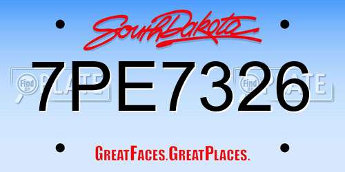 7PE7326 South Dakota License Plate