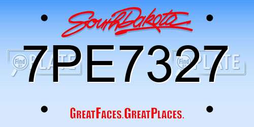 7PE7327 South Dakota License Plate
