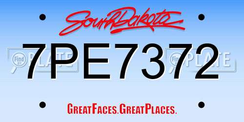 7PE7372 South Dakota License Plate