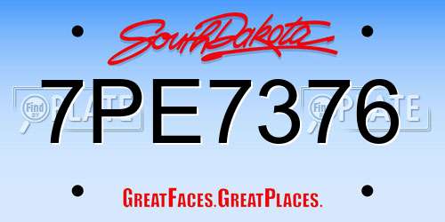 7PE7376 South Dakota License Plate