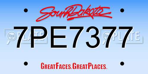 7PE7377 South Dakota License Plate