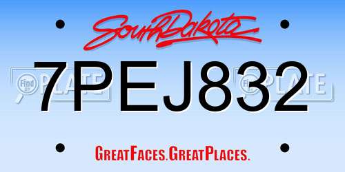 7PEJ832 South Dakota License Plate