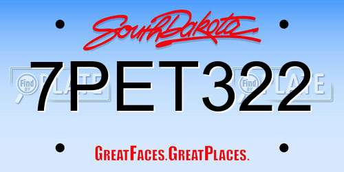 7PET322 South Dakota License Plate
