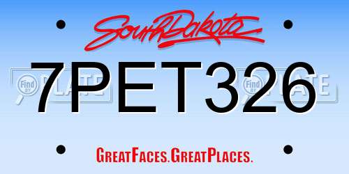 7PET326 South Dakota License Plate