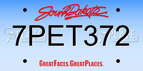7PET372 South Dakota License Plate