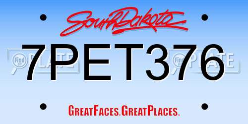 7PET376 South Dakota License Plate