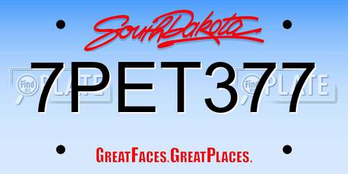 7PET377 South Dakota License Plate