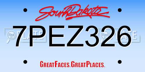 7PEZ326 South Dakota License Plate