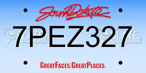 7PEZ327 South Dakota License Plate