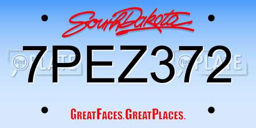 7PEZ372 South Dakota License Plate