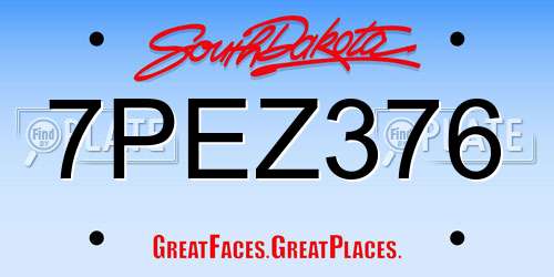 7PEZ376 South Dakota License Plate