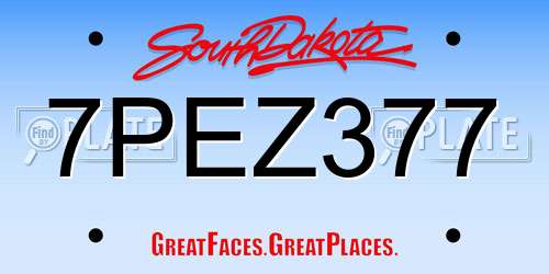 7PEZ377 South Dakota License Plate