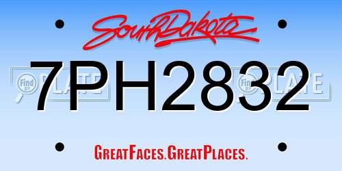 7PH2832 South Dakota License Plate