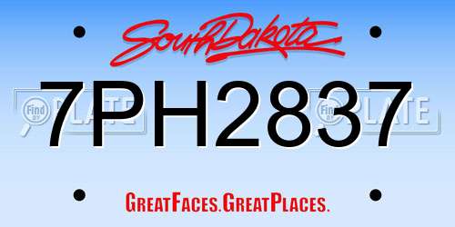 7PH2837 South Dakota License Plate