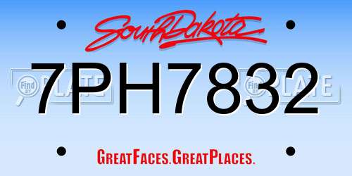 7PH7832 South Dakota License Plate