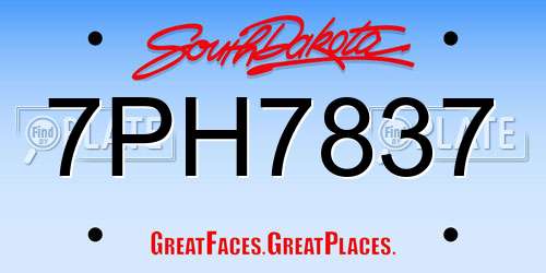 7PH7837 South Dakota License Plate