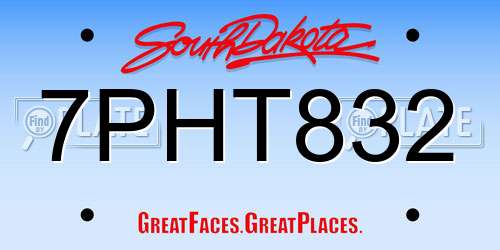 7PHT832 South Dakota License Plate