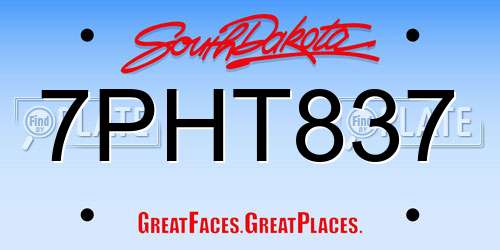 7PHT837 South Dakota License Plate