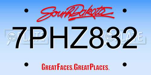 7PHZ832 South Dakota License Plate