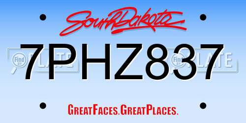 7PHZ837 South Dakota License Plate