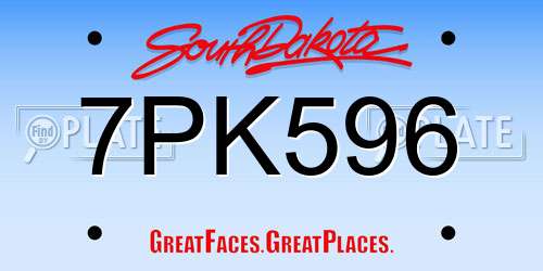 7PK596 South Dakota License Plate